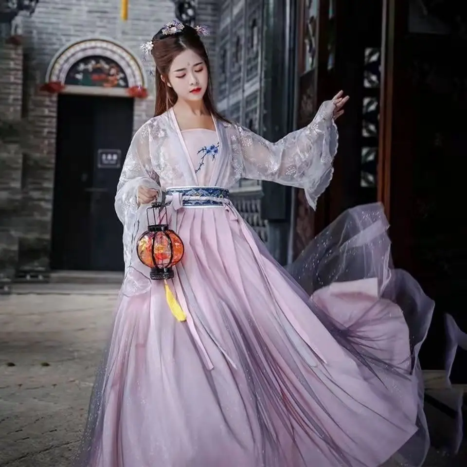 Robe Hanfu traditionnelle à fleurs pour femmes, Costume chinois ancien, belle danse Hanfu originale, Robe de princesse de la dynastie Tang, 2024