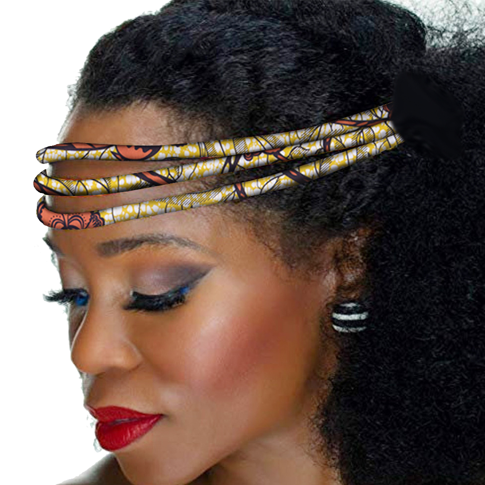 Bande de Sauna à Imprimé Africain, Accessoire Fait à la Main, Coloré, Kente, 3 Brins, Vibrant, Afrocentrique, WYB599