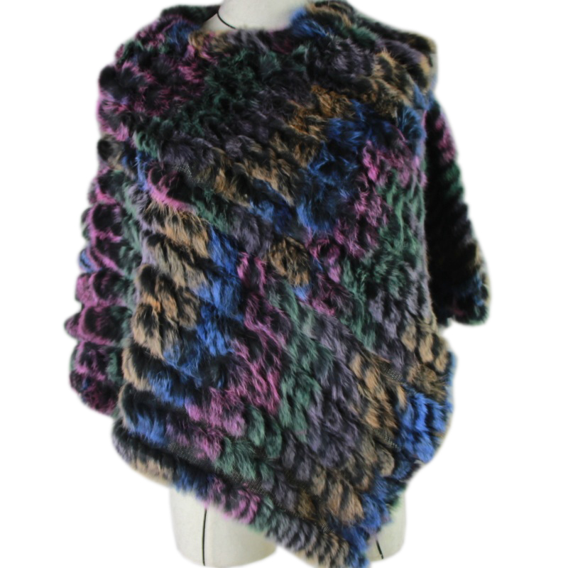 Nouveauté offre spéciale châles Pashmina en vraie fourrure pour femme tricoté à la main Poncho en fourrure de lapin femmes châle en fourrure hiver