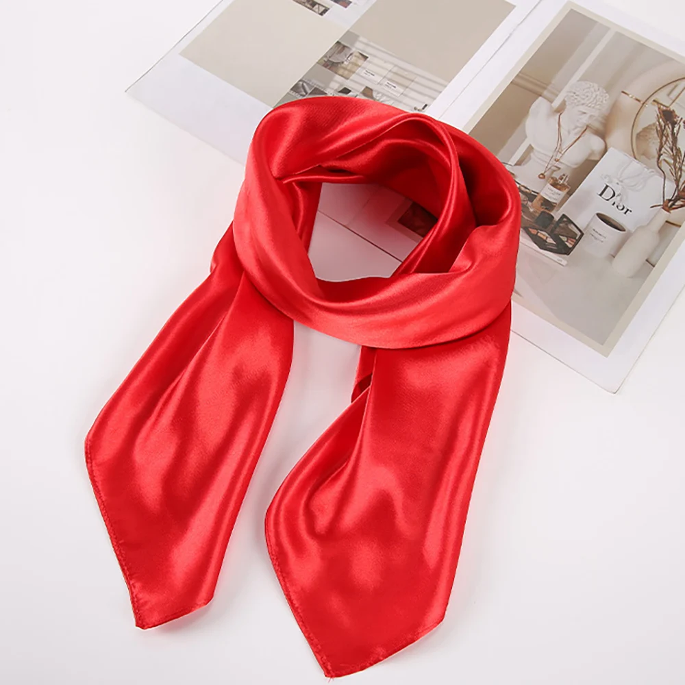 Foulard carré en satin uni 90x90cm pour femme, châle, écharpe, hijab, bandana