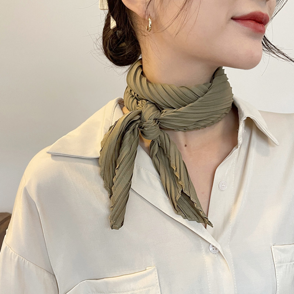 Écharpe de sauna en satin plissé pour femme, foulard de la présidence, ruban skinny, carré, bande de cheveux, foulard décoratif