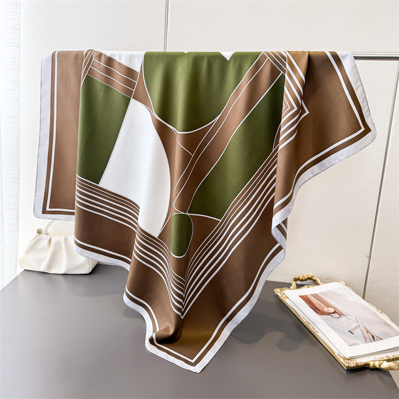 Foulard carré en coton fin 90x90cm pour femme, écharpe en soie, bandana de luxe, châle de plage, imprimé floral, hijab, cache-cou