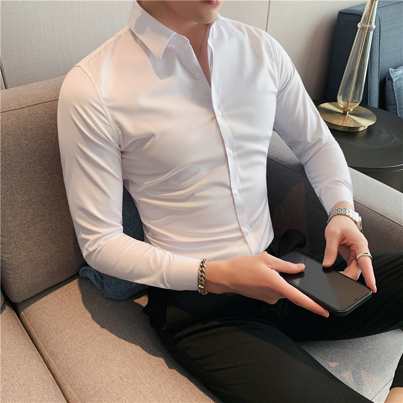 Grande taille S-7XL haute qualité hommes robe chemise 2024 automne à manches longues solide affaires chemises minces Homme robe sociale chemise décontractée