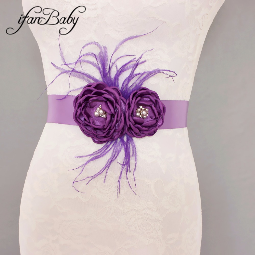 Ceinture à fleurs brûlées, ceinture à ceinture pour femme et fille, ceinture à plumes de mariage