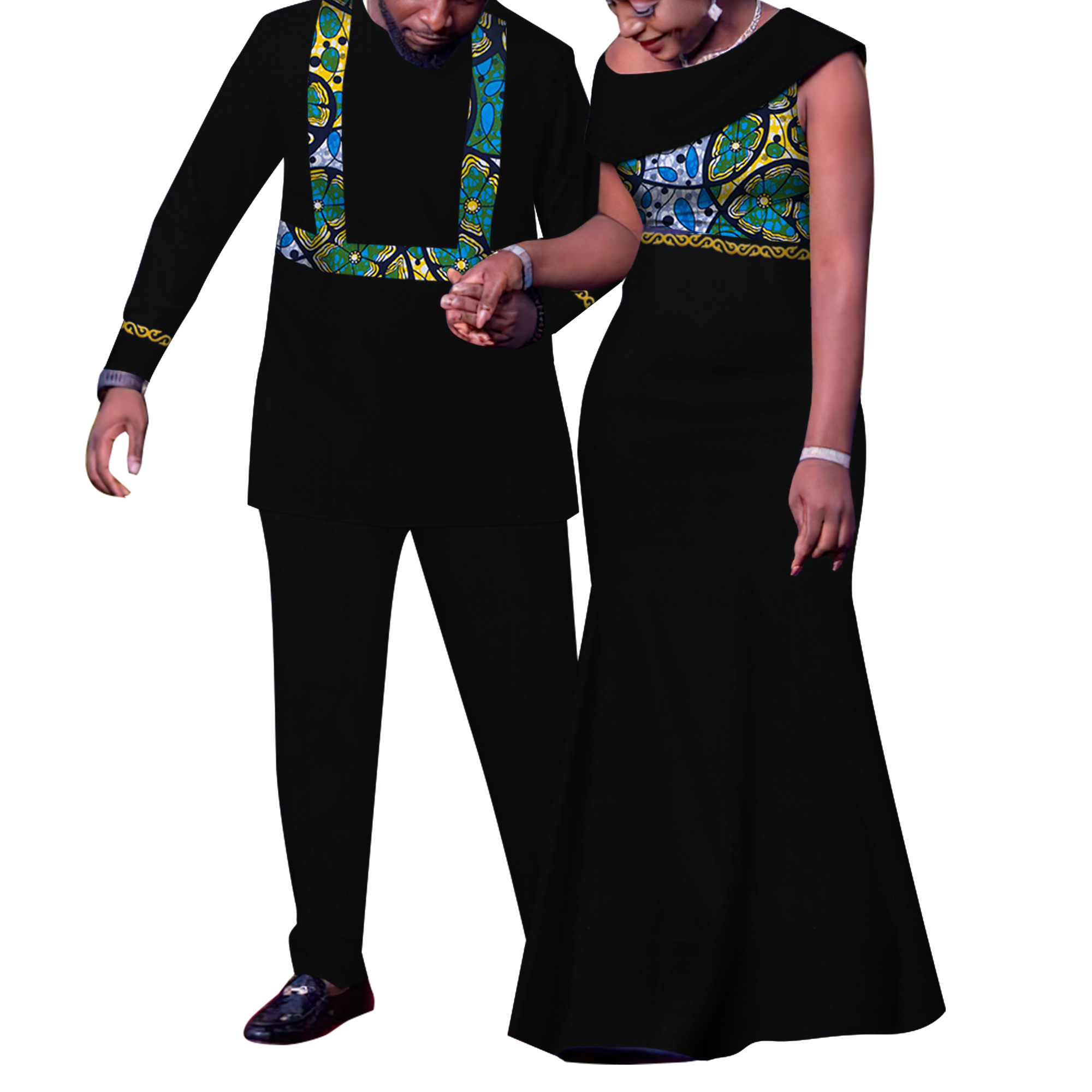 Tenues de Couple africain, ensembles assortis Dashiki, costume et robes pour hommes africains pour femmes, vêtements de fête pour Couple WYQ905