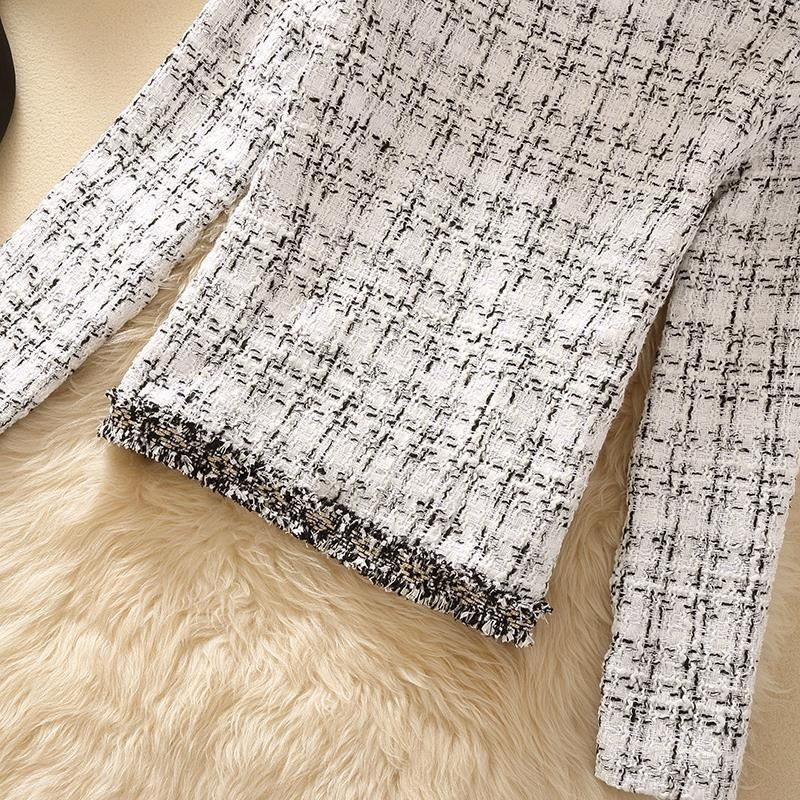 Vestes femme veste femme printemps nouveau à la mode dames court Joker tempérament petit manteau en Tweed parfumé manteau en Tweed Cardigan