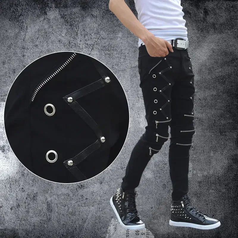 Jean skinny taille haute pour homme, pantalon en denim décontracté, jean droit, mode boyfriend, vêtements de rue de moto, printemps, été