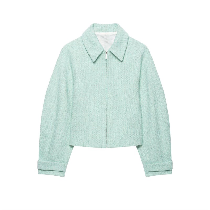 Veste texturée pour femme HipSeam avec fermeture éclair, nouvelle collection automne 2026, col rabattu, manches longues, manteau simple pour femme.