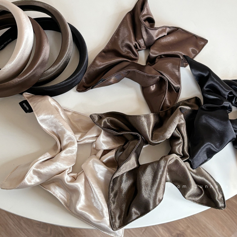 InjSquare-Chouchous en satin pour femmes et filles, bandes élastiques pour cheveux, porte-queue de cheval solide, grandes cravates, UL, accessoires pour cheveux, mode