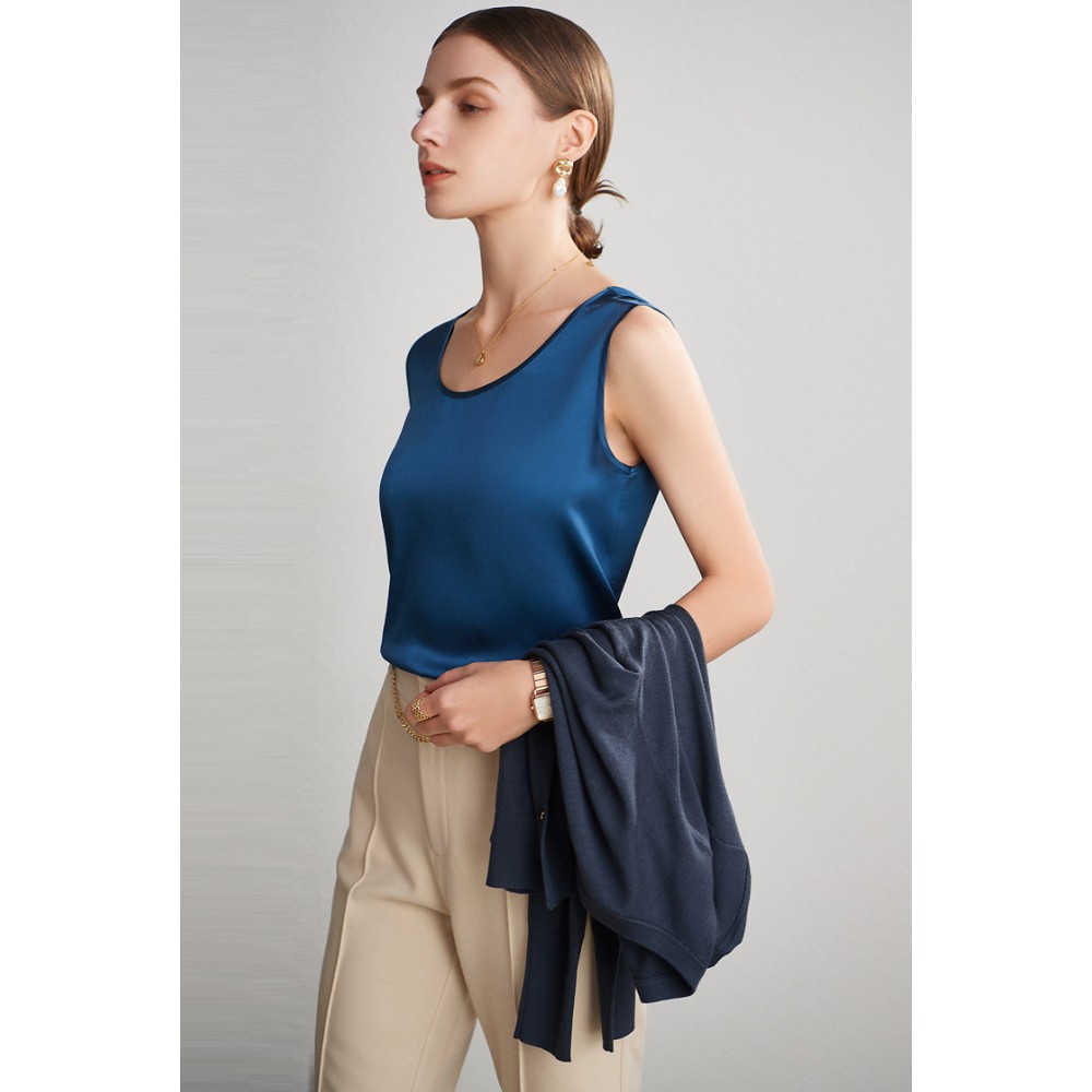 Haut sans manches en soie véritable pour femmes, vêtements d'été multicolores, débardeur, médicaments de base, pur, nature, mode, 100%