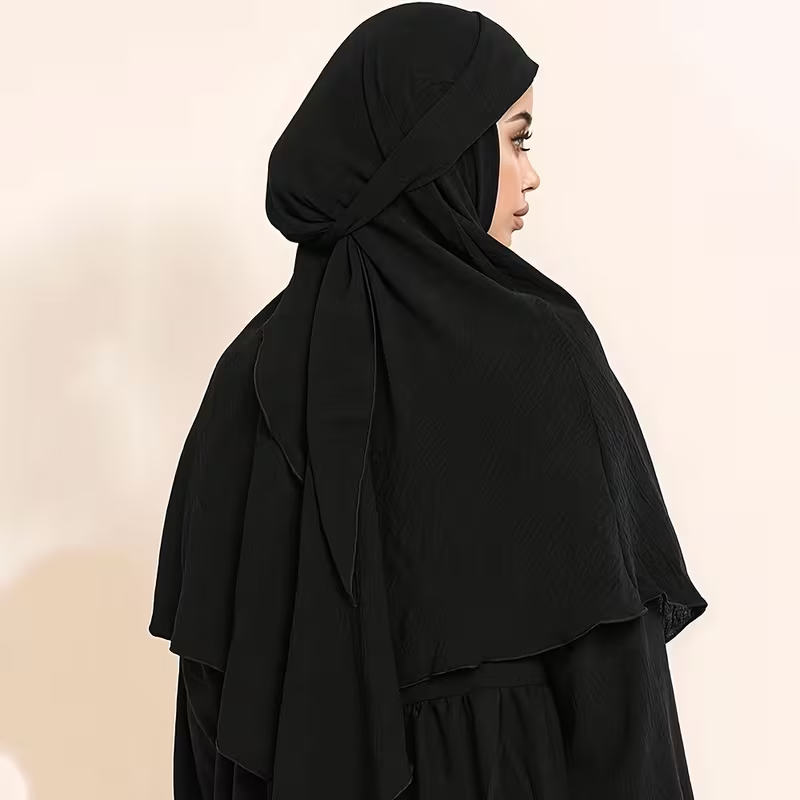 Parure de tête musulmane longue et élégante avec fermeture à nouer, foulard de prière Hijab islamique pour femmes, prêt à porter, Abaya Hijab pour le quotidien
