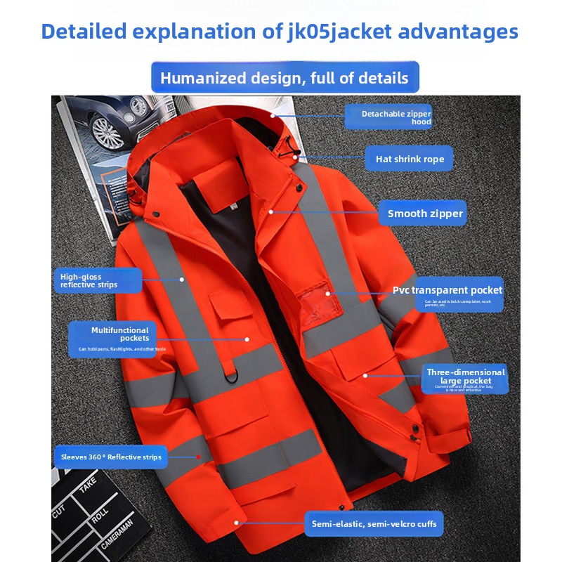 Veste de travail pour hommes, vêtements de construction, vêtements de travail en plein air, coupe-vent, bande réfléchissante imperméable