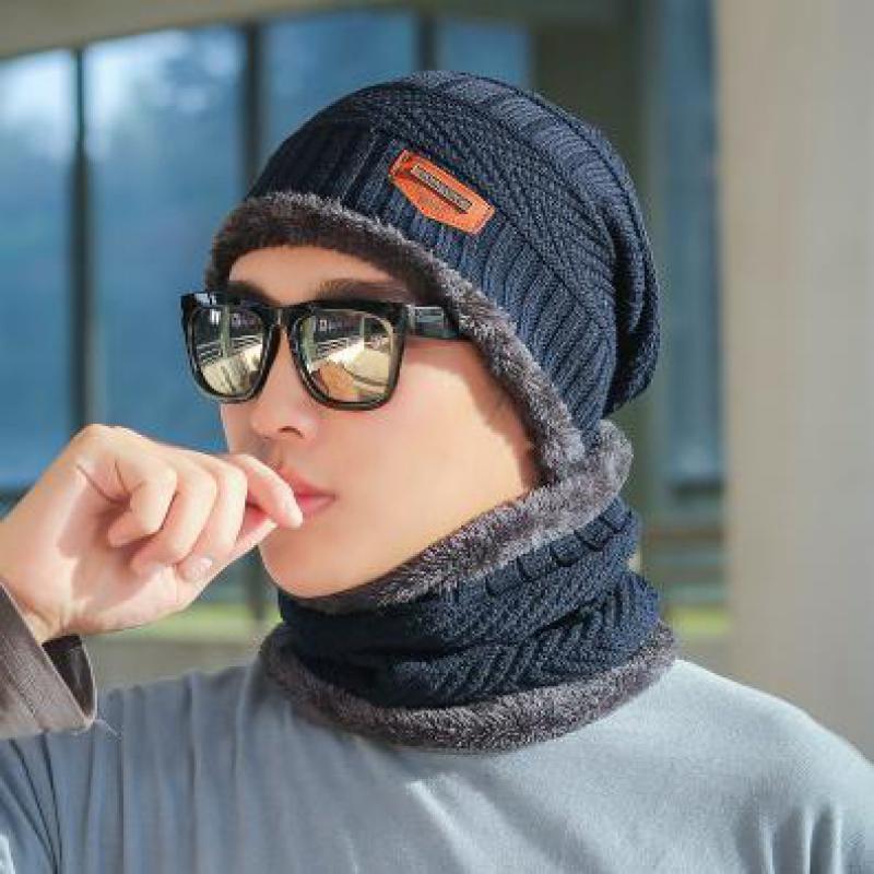 COKK – Bonnet d'hiver en laine épaisse pour homme et femme, Bonnet tricoté, écharpe, cagoule, masque, Gorras