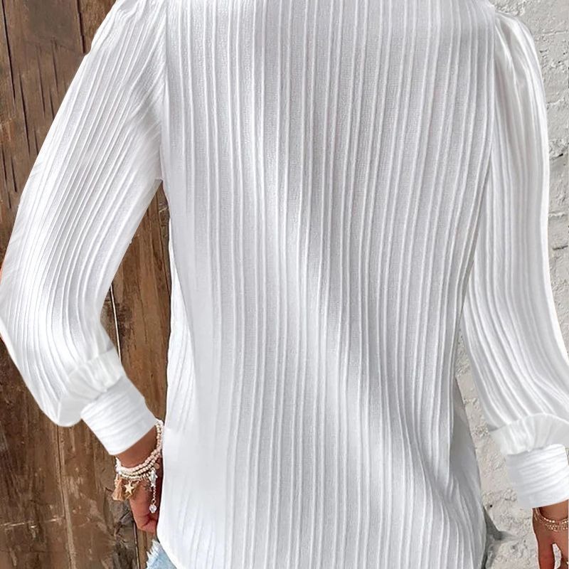 Chemise ample en dentelle pour femmes, col en v, manches longues, pull en mousseline de soie, haut d'automne, chemisier de rue Simple et élégant