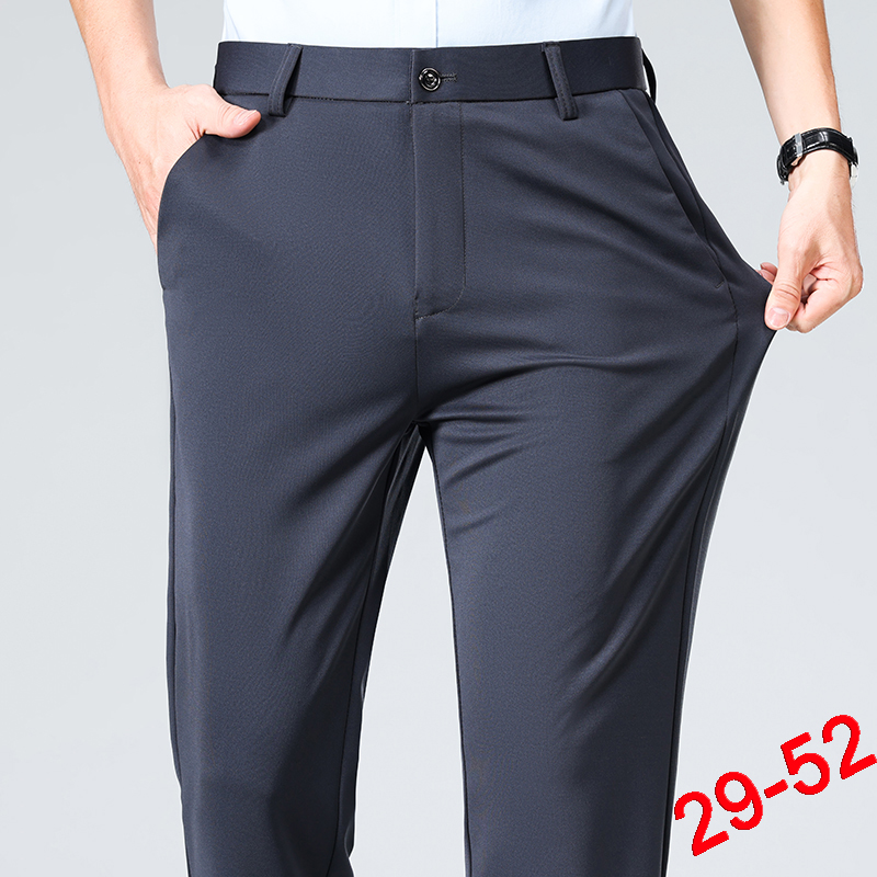 Pantalon grande taille pour hommes, costume d'affaires, extensible, robe formelle, grand homme, pantalon noir classique