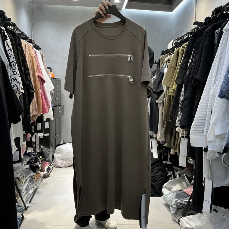 Robe Extra Large à Col Rond et Manches Courtes pour Femme, Jupe Longue, Fermeture Éclair, Été, 300 kg