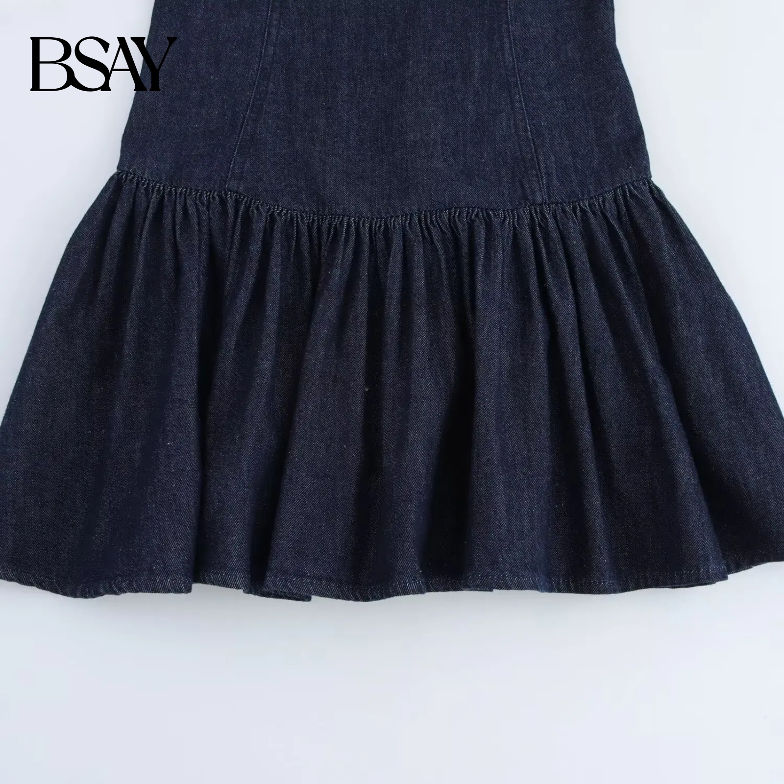 BSAY robe en jean pour femmes mode automne hiver couches décoratives dos nu Mini robes français Chic femme vêtements de soirée