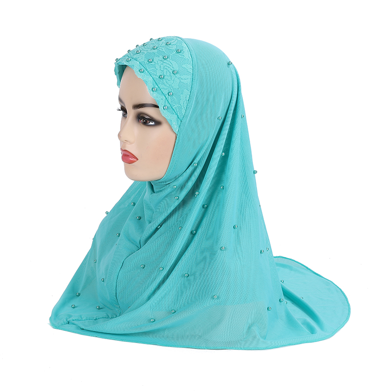 H078 Hijab musulman pour filles, foulard doux en tulle à deux couches, chapeau islamique, turban Amira à enfiler, magnifique foulard pour fille de 10 ans