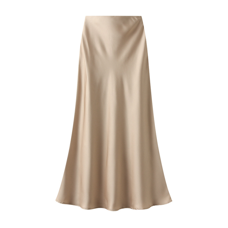 Tempérament élégant Satin queue De poisson jupe Mujer Faldas Vintage Maxi jupes femmes tenue De fête robe De Festa vêtements De mode