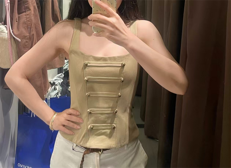 Guobioziy 2026 Nouveau débardeur d'été pour femme, couleur unie, avec manchettes décoratives, coupe ajustée, idéal pour la plage et les vacances, style sexy et tendance
