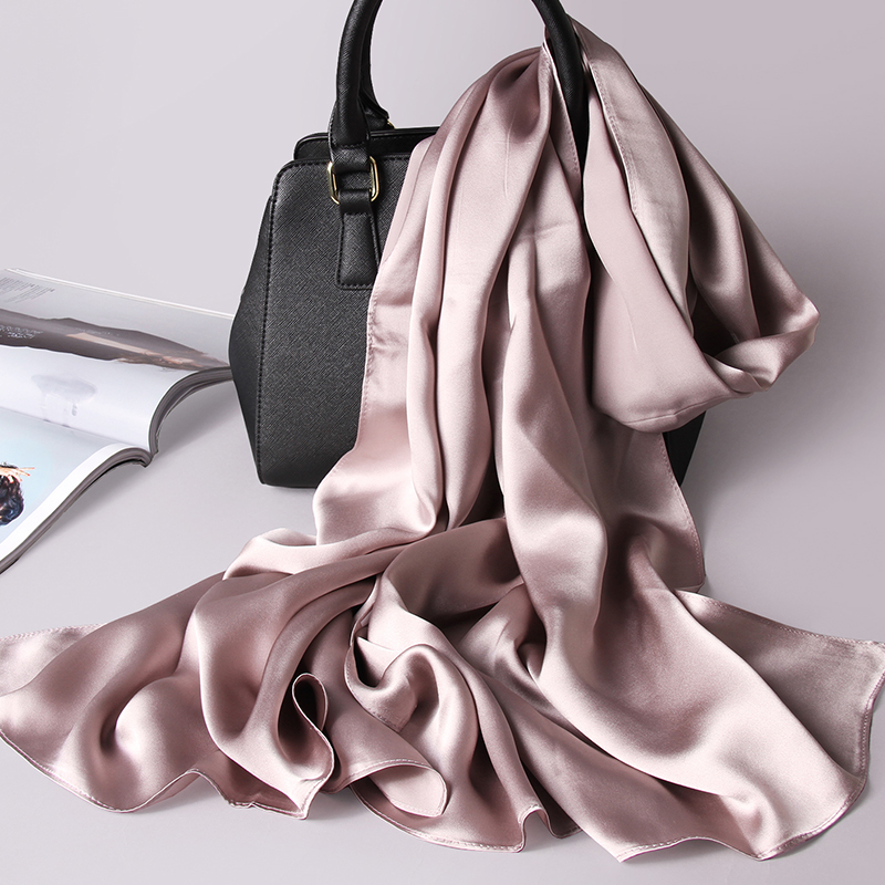 Foulard Long en soie naturelle pour femmes, châle de luxe, en Satin, Bufanda,foulard en soie,foulard cheveux