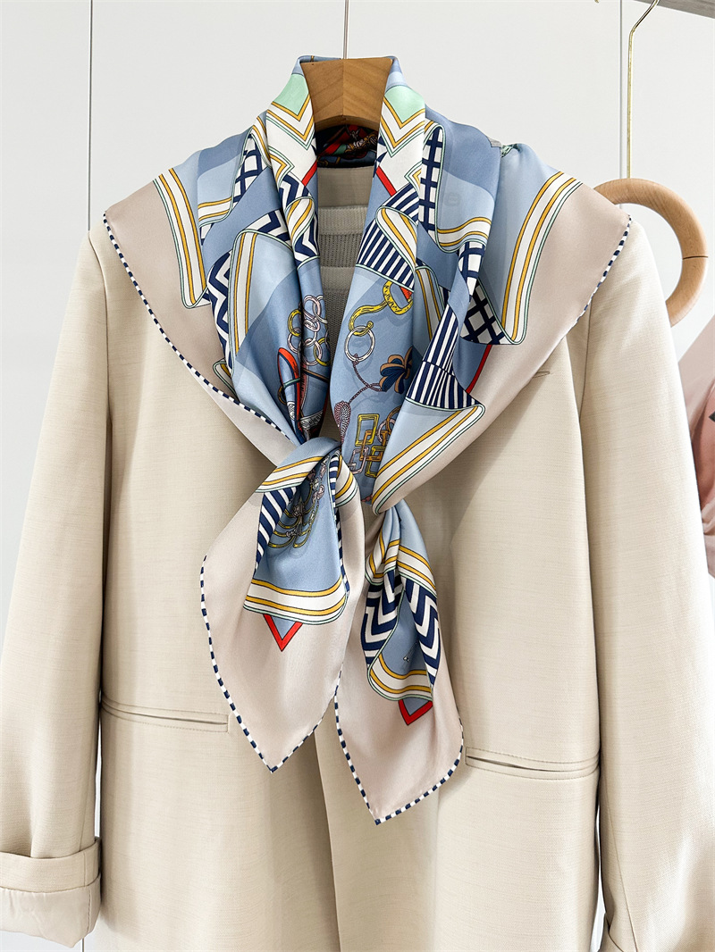 Foulard en soie sergé châles roulés à la main 90*90 cm foulards de mûrier manuels de créateur 100% soie naturelle mère cadeau châles de cou de tête