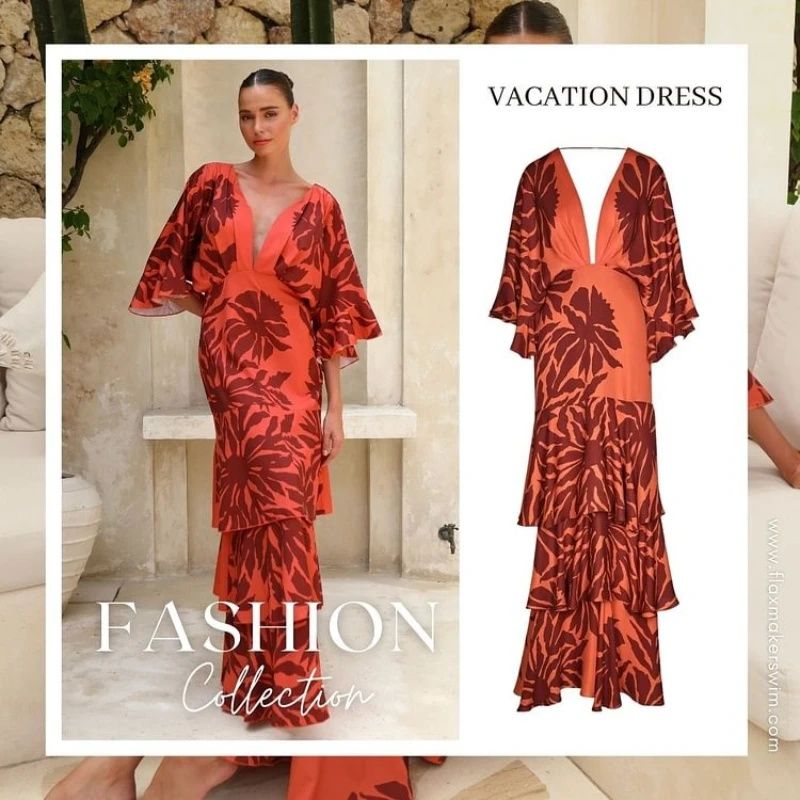 FLAXMAKER Maxi robe longue femmes Sexy sans manches à volants manches Dolman robes imprimées Bandeau fleur imprimé robe d'été 2025