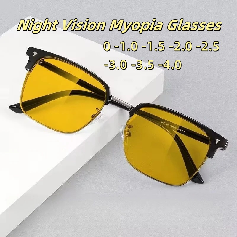 Lunettes de myopie de Vision nocturne pour utilisation de jour et de nuit, lunettes spécifiques au conducteur avec Protection des feux de route, dioptrie à-4.0