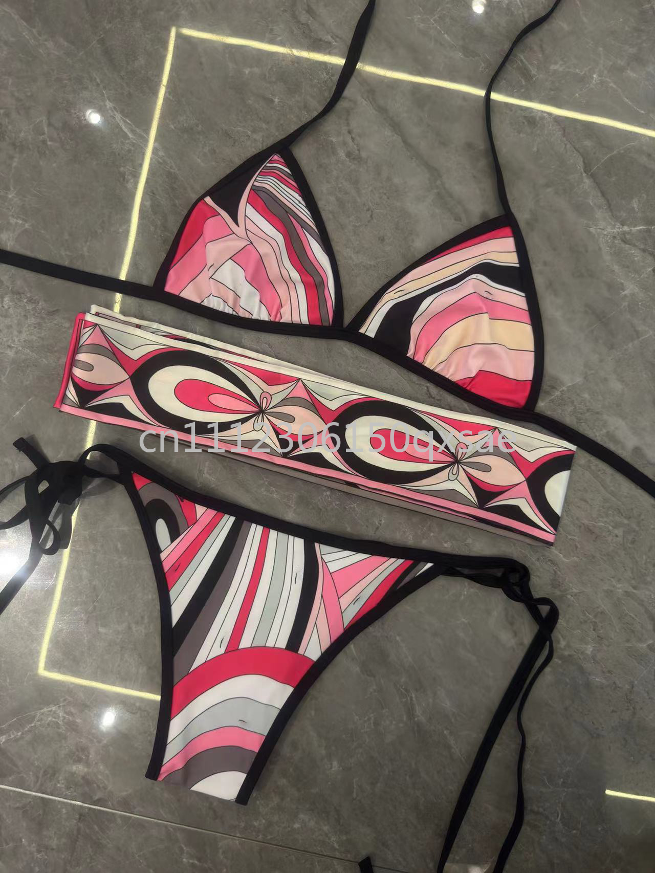 Ensembles de bikini pour femmes avec foulard bandeau et logo signature lettre, ensembles de bikini sexy pour femme, vêtements de plage, maillots de bain