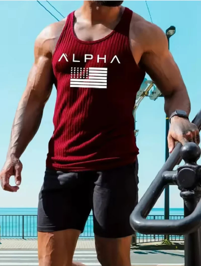 Nouveau débardeur de sport fitness pour homme, sans manches, tricoté, à rayures verticales, décontracté, amincissant, pour l'été