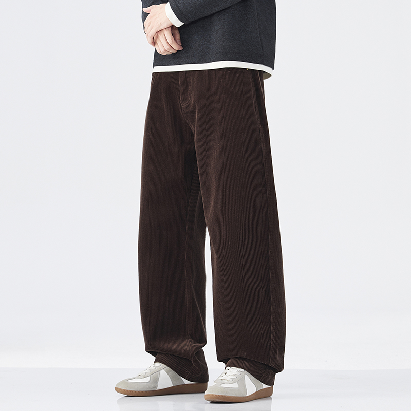 Pantalon Droit à Jambes Larges en Velours Côtelé pour Homme, Streetwear Japonais et Coréen, Mode Décontractée, Vintage, à Rayures, Cargo fjMan, Sarouel