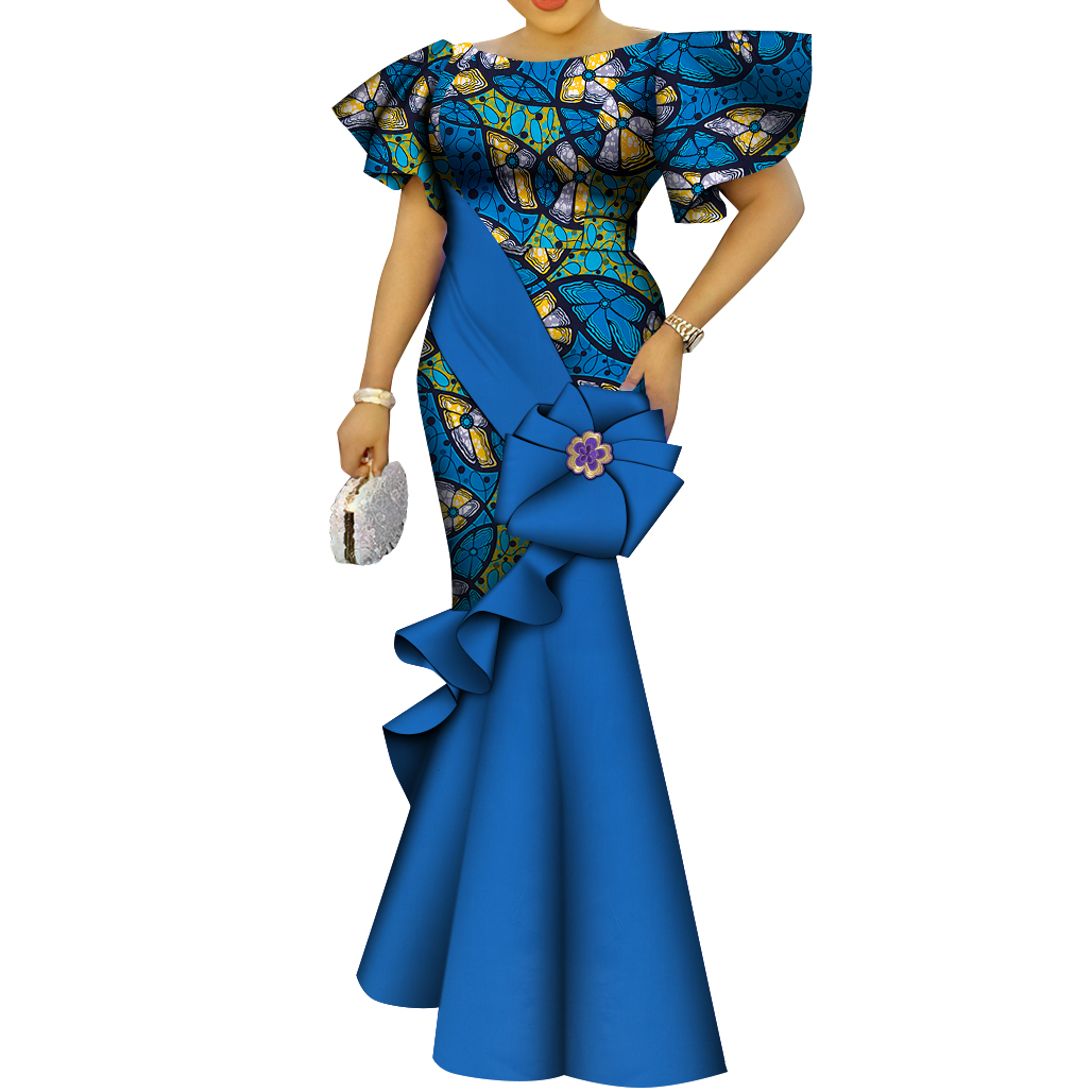 Robe de soirée africaine pour femmes, robes longues Ankara, robes à fleurs élégantes, robes d'église éducatives pour femmes, WYpayée ity 98