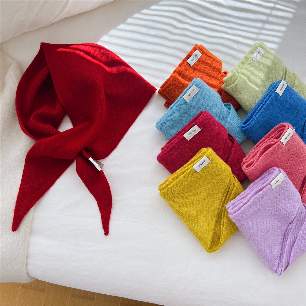 2025 femmes laine mélange écharpe Triangulaire châle hiver chaud doux tricoté col écharpe Bandana multi-fonctionnel petites écharpes en laine