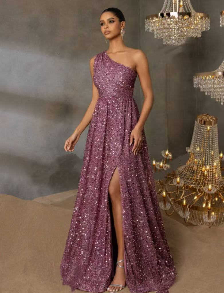 Robe de soirée élégante à une épaule pour femme – Parfaite pour les fêtes