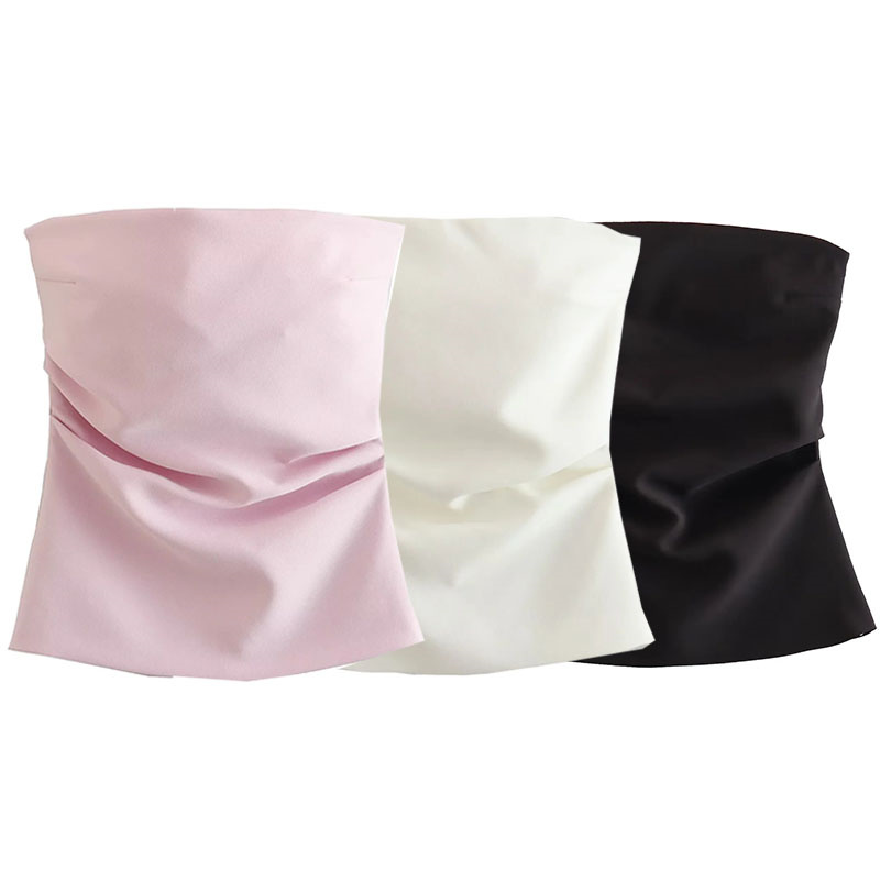 MUJER 2025 femmes bustier tubulaire blanc noir épaules nues haut court femme rose sans manches dos nu Sexy hauts femme mode hauts Corset