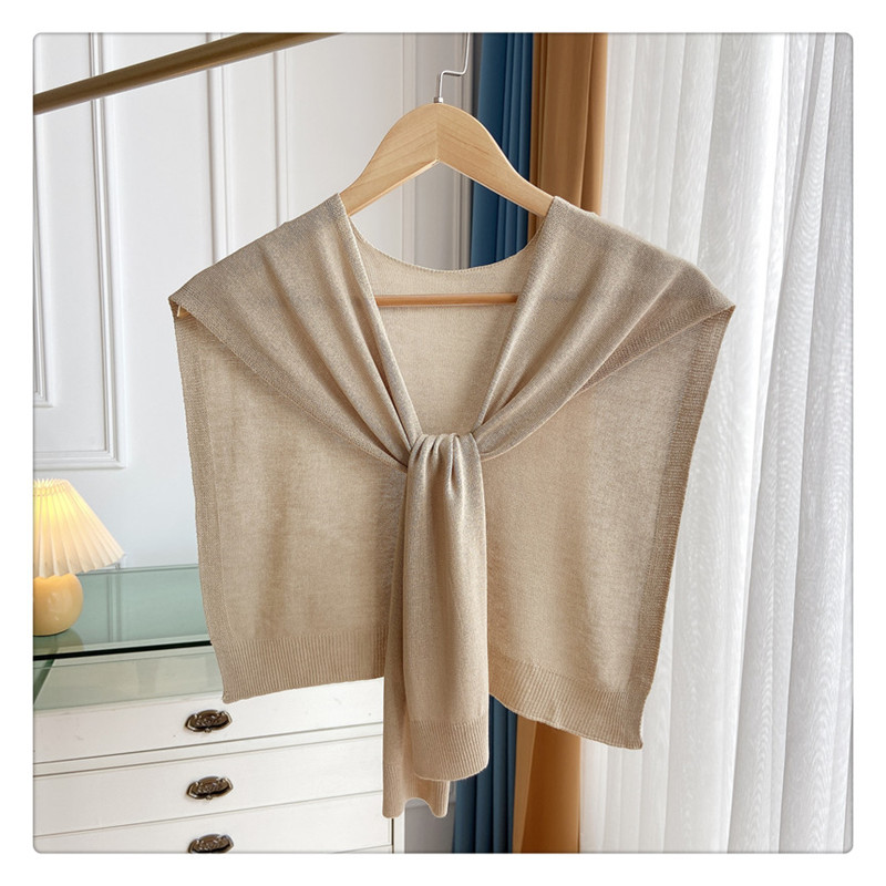 InjEverak-Châle d'été tricoté pour femme, protection solaire, couleur unie, cape sud-coréenne, chambre climatisée, protection du cou féminin
