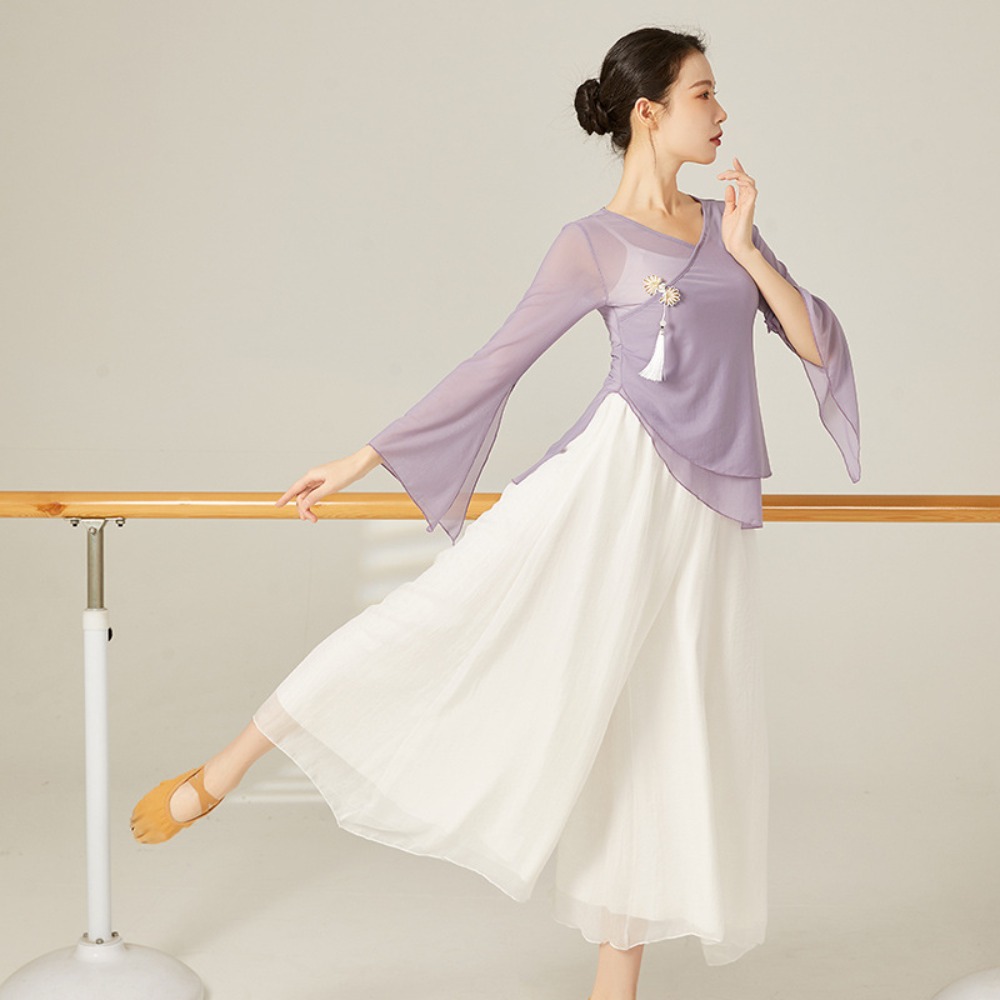 Costume de danse classique chinois pour femmes, tenue élégante et fluide pour la performance et l'entraînement