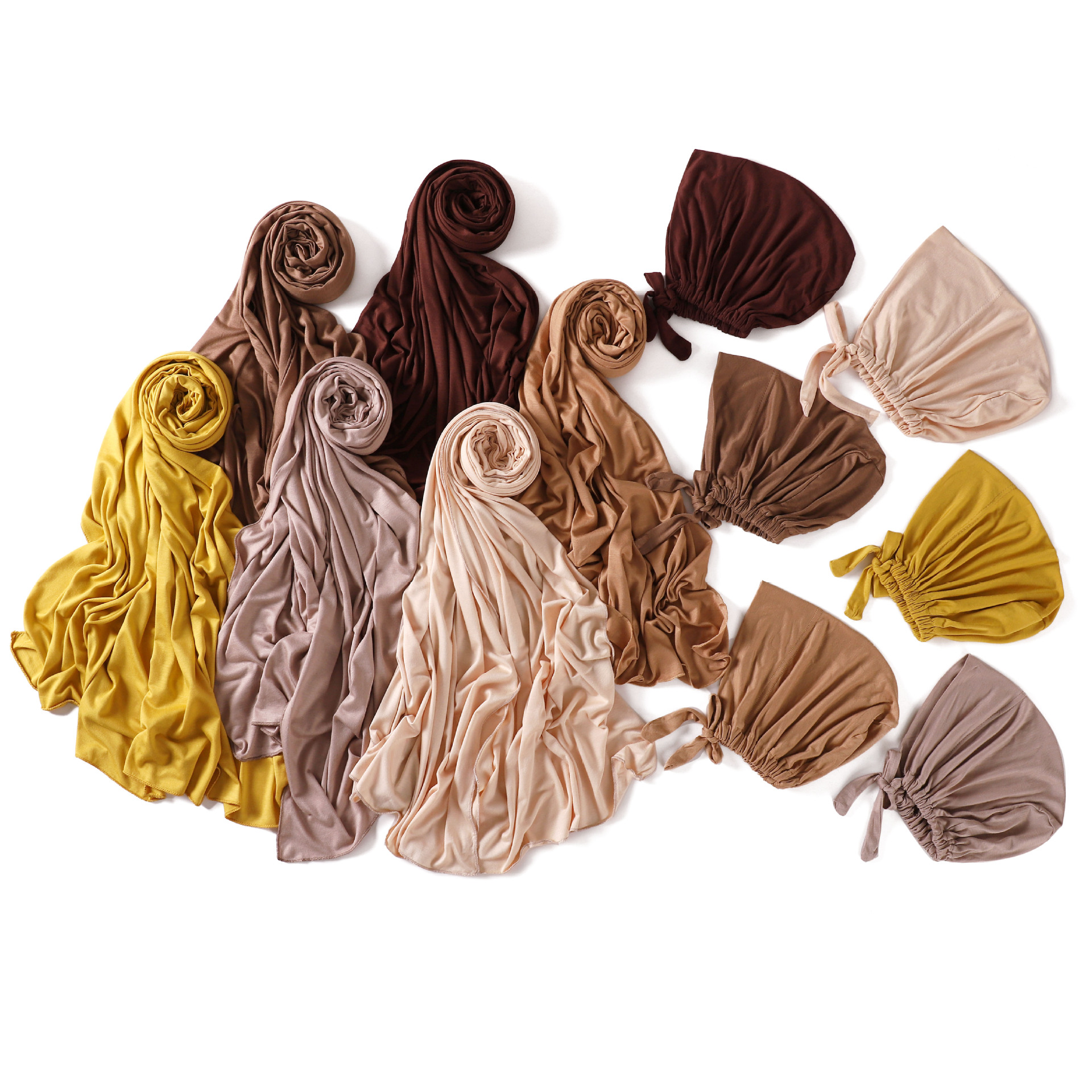 Hijab Modal et maillot réglable, 2 pièces, foulards assortis, châles pour femmes musulmanes, casquette intérieure, Bonnet enveloppant, ensembles islamiques