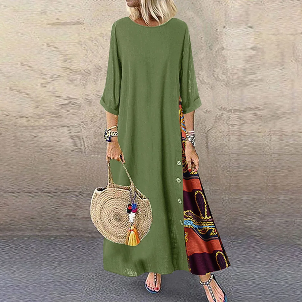 Robe longue vintage en coton et lin pour femmes, vêtements décontractés et élégants, streetwear à la mode, été