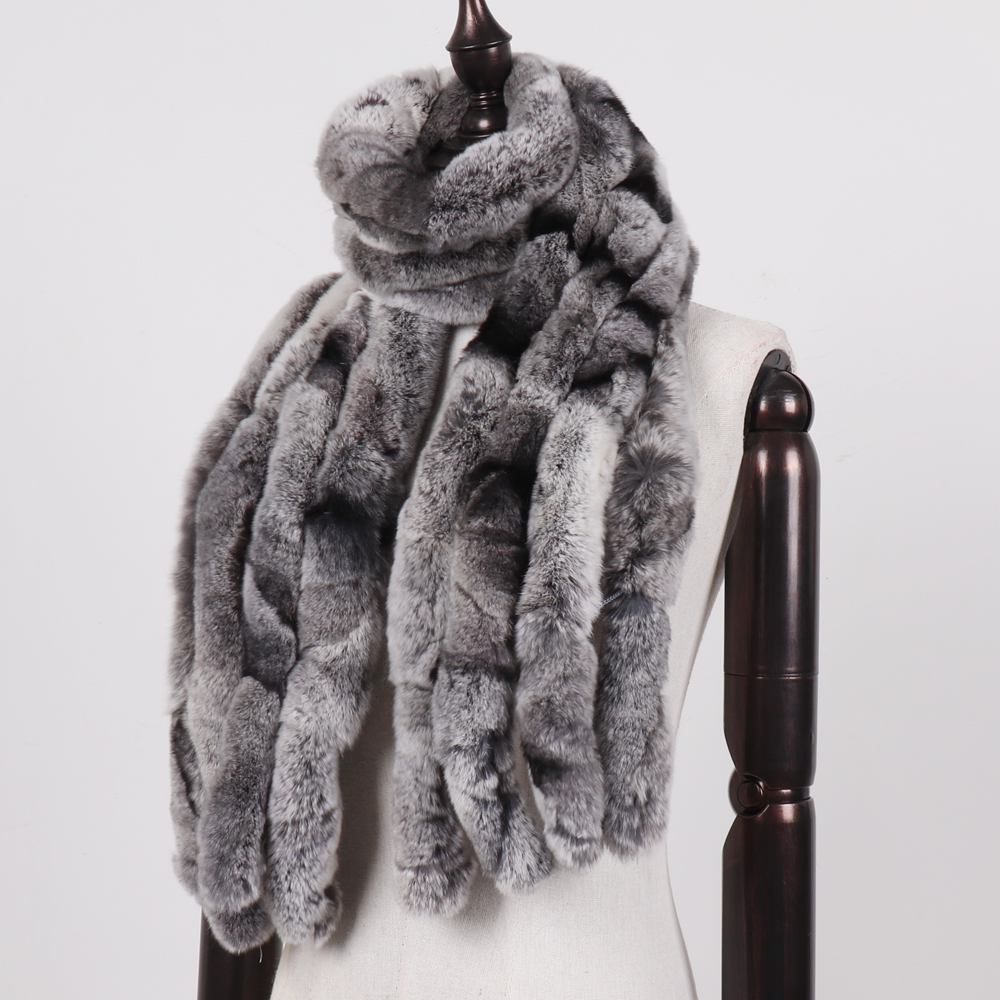 Écharpe en vraie fourrure de lapin Rex pour femme, 100% naturelle et douce, pour l'hiver