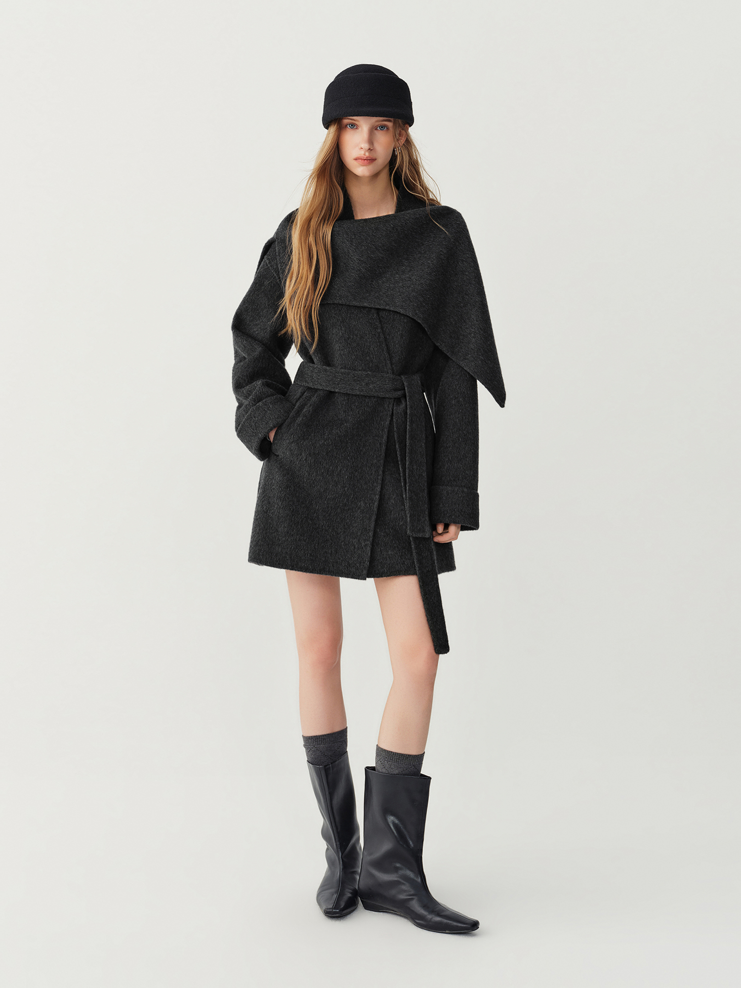 FSLE 2026 Manteau d'hiver pour femmes en laine double face avec col châle chic - Vêtement d'extérieur élégant, chaud, classique et luxueux pour un usage quotidien