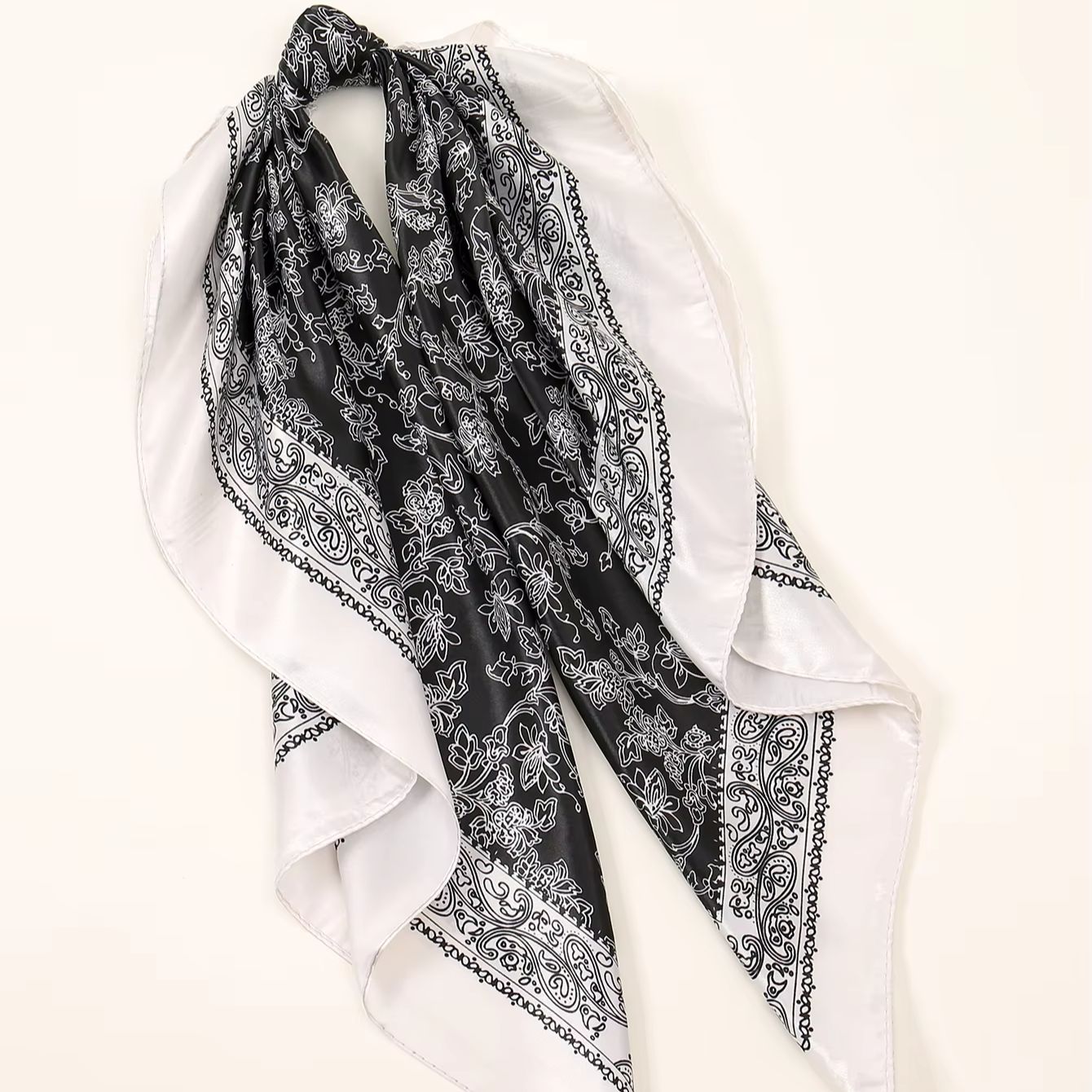 Hijab carré en satin de soie imprimé pour femmes, foulard de mode musulmane, style rock, foulard islamique doux, 90*90cm