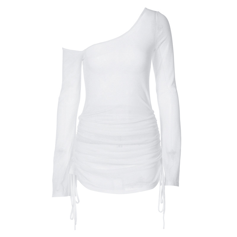 Robe de plage sexy à découpes transparentes et col asymétrique, cache-maillot de bain pour femme, idéale pour la plage et les maillots de bain bikini