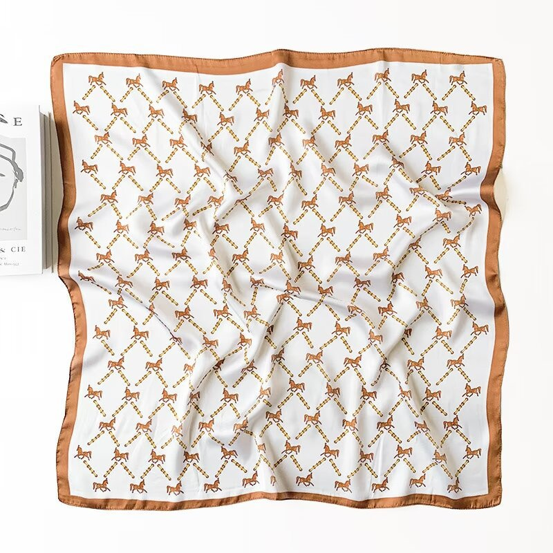 Foulard carré en soie imprimé roses classiques, bandana fin, châle de mode, écharpe polyvalente, bandeau pour cheveux, foulard pour femme