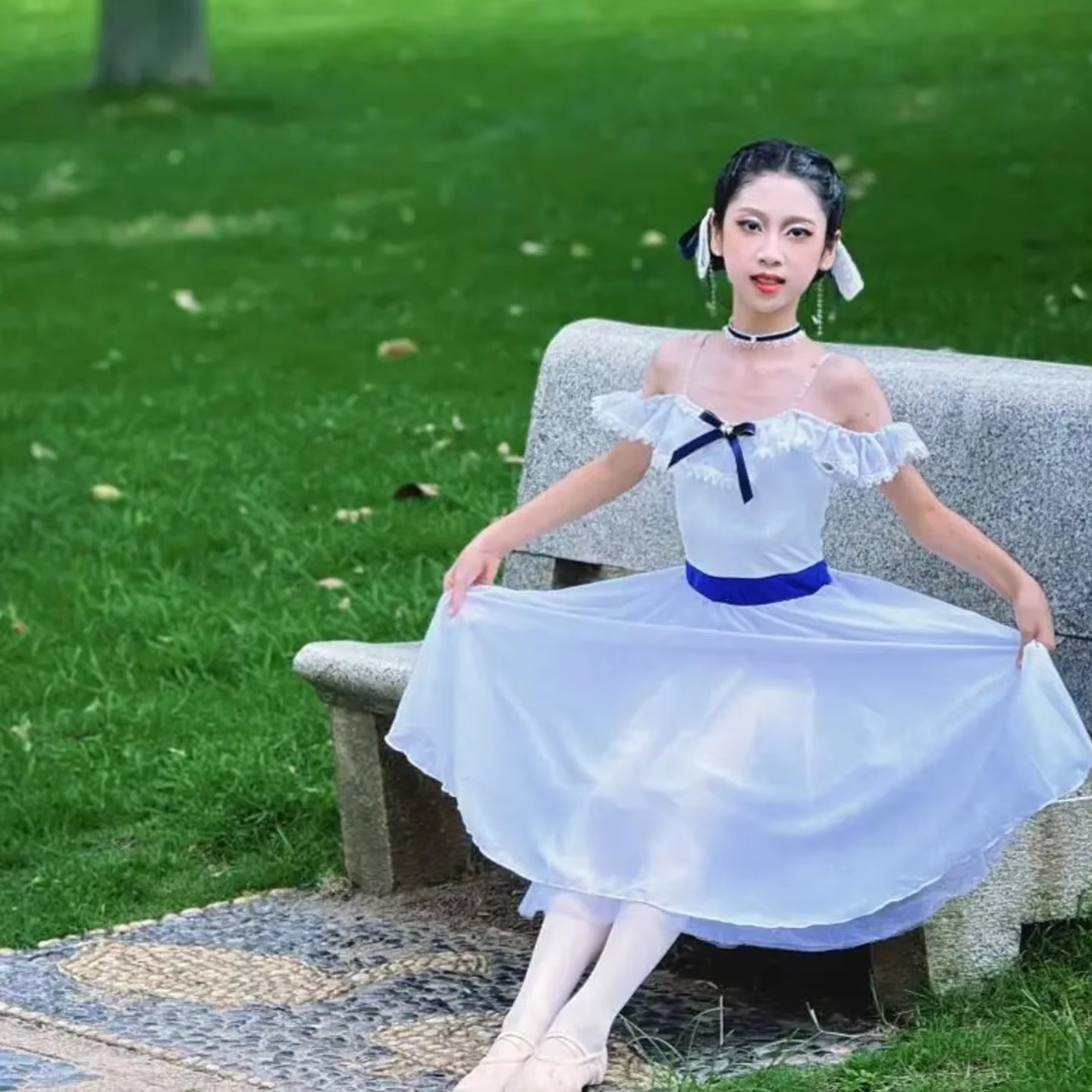 Robe de ballet tutu lyrique professionnelle en gaze avec nœud et patchwork de dentelle, robe de soirée pour ballerine, costumes de danse pour enfants