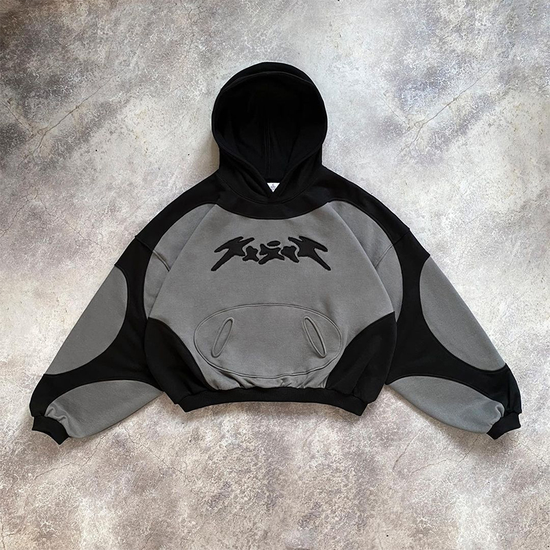 Sweat à capuche brodé à blocs de couleurs pour femmes, Streetwear à la mode, surdimensionné, décontracté, à manches longues, nouvelle collection hiver 2025