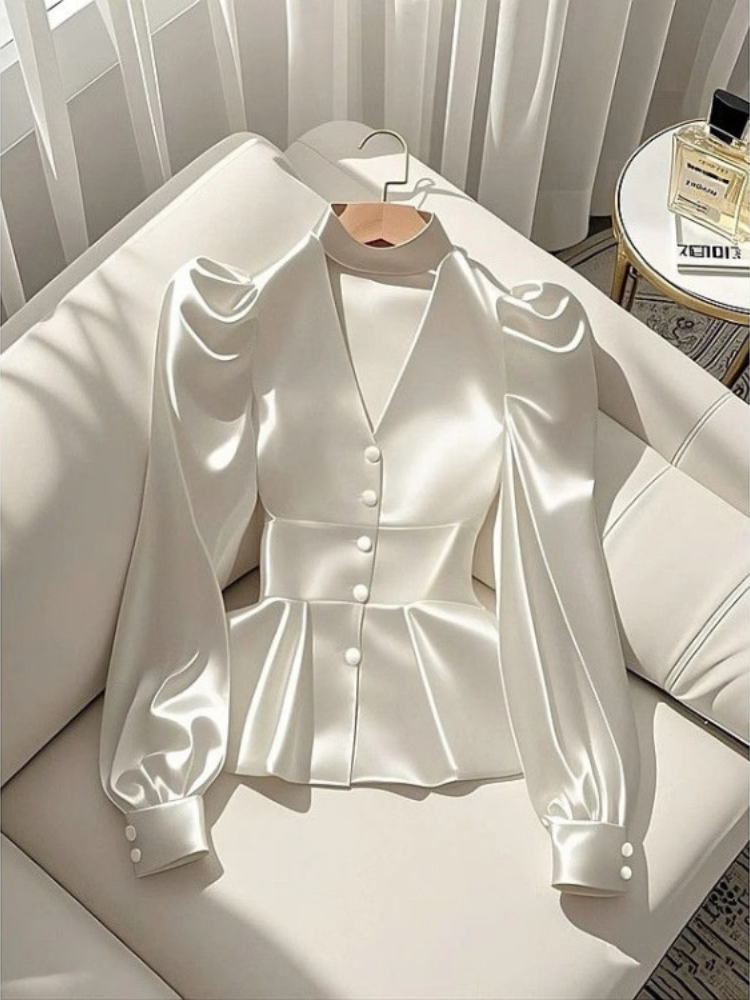 Chemises en Satin blanc pour femmes, élégantes, à la mode, début du printemps, nouveaux Blusas Mujer Y2k e-girl, taille fine, manches longues, 2026