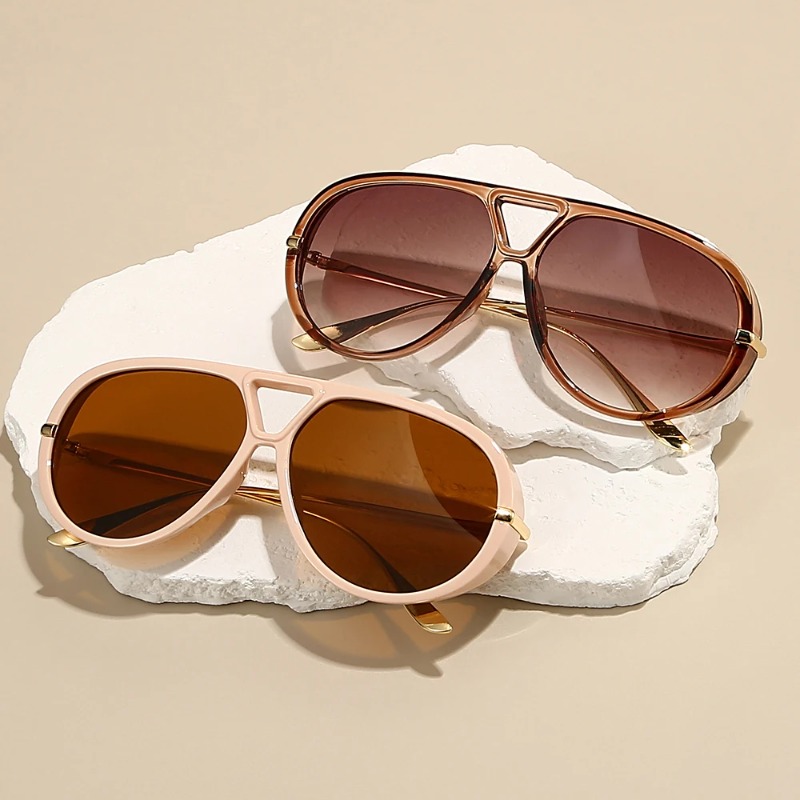 Lunettes de soleil aviateur vintage, nouvelle mode, double pont, pour l'extérieur, design de marque tendance pour femme, décontractées