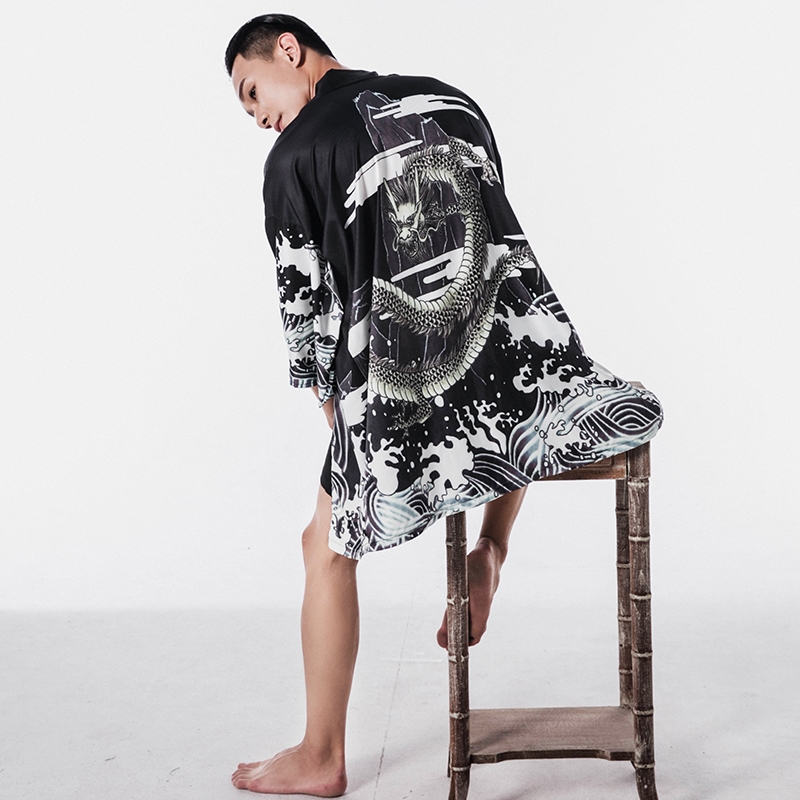 Yukata japonais pour hommes, kimono traditionnel, costume de samouraï, Haori, streetwear masculin, kimono japonais, streetwear japonais KK2030