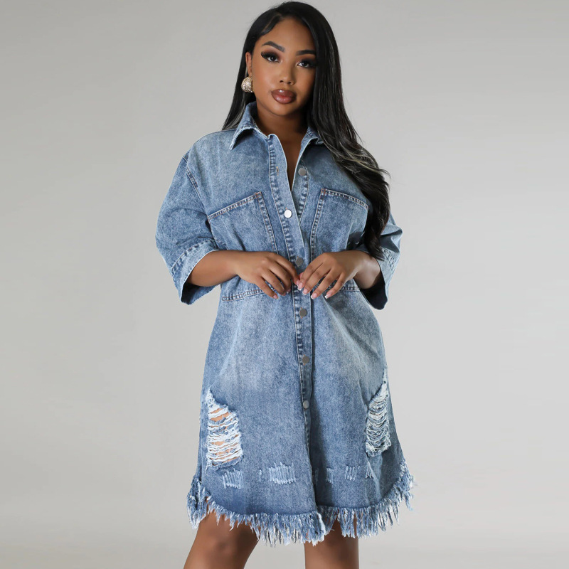 Robe en jean pour femmes, robes mi-longues, Vestidos Y2k, streetwear, col rabattu, élégante, robe de soirée décontractée, travail, printemps 2026